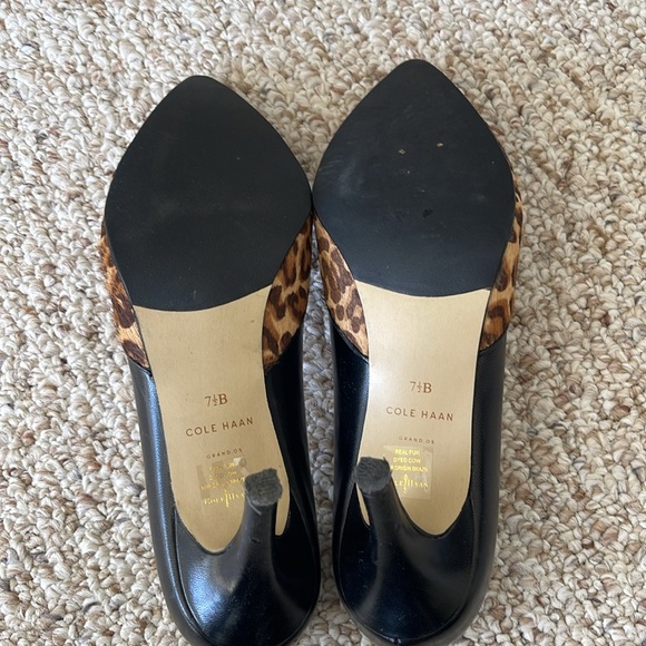 Cole Haan Leopard Print and Black Heels - Picture 5 of 9